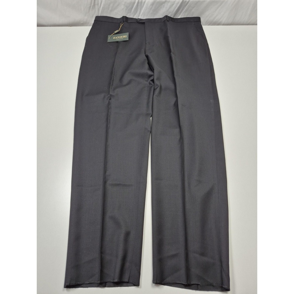 Zanieri Dress Pants Mens 46x36 Gray Wool Flat Front Straight Unhemmed Italy NWT